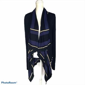 Max Edition Cardigan Top Sweater Size L Cotton Blend Black Blue Beige open front